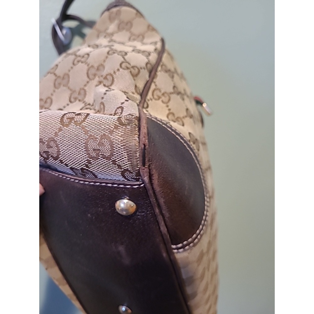 GUCCI Princy Sherry GG Canvas Leather Shoulder Tote Bag Brown Authentic Vintage - Picture 15 of 16